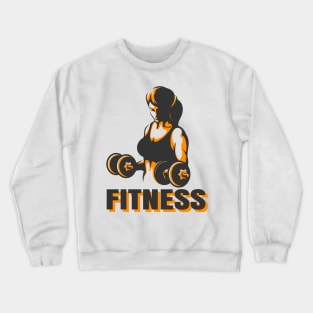 Training woman with dumbbells fitness emblem Crewneck Sweatshirt